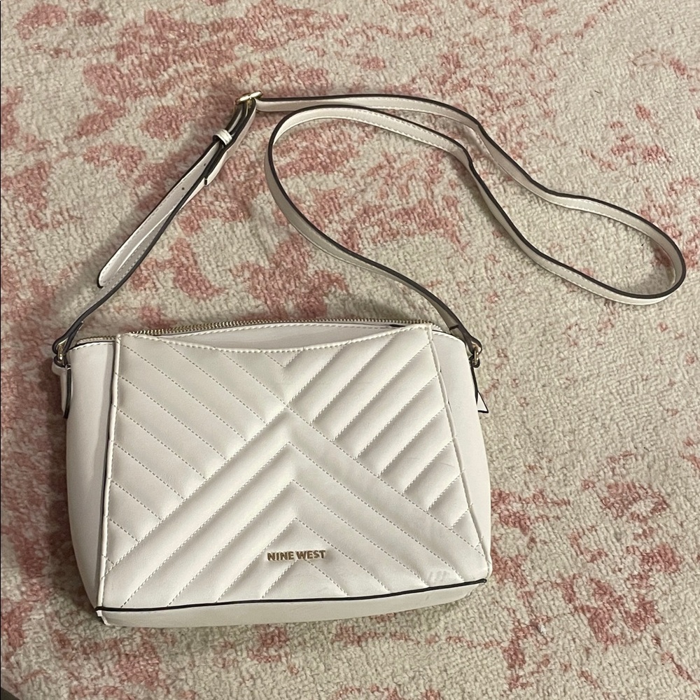 Nine West Cream Quilted Crossbody Bag